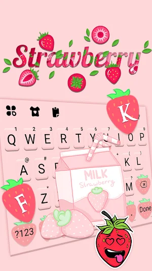 Pink Strawberry Keyboard Background Screenshot 1