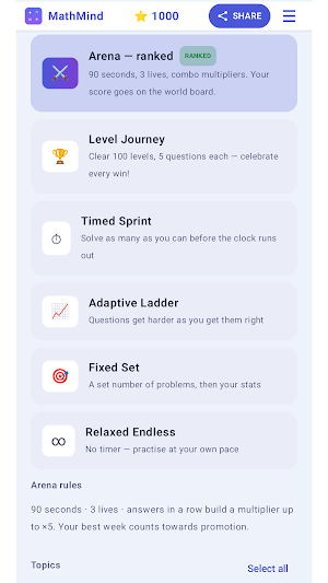 MathMind: Mental Maths Screenshot 0