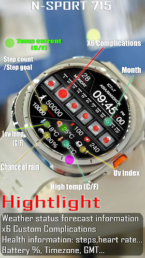 N-SPORT715 Weather Watch Face Screenshot 2