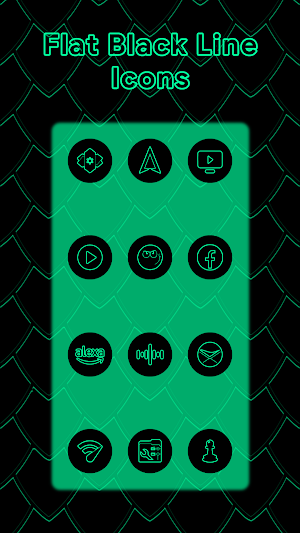 Emerald On Black Line Icons Screenshot 3