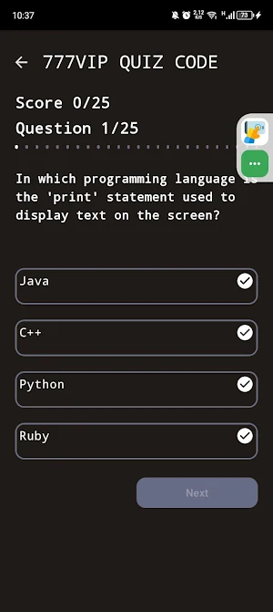 777VIP QUIZ Screenshot 1