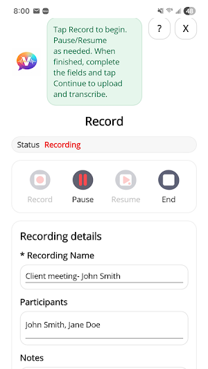 Verbatim AI Screenshot 1