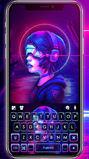 Neon Cyberpunk Keyboard Background Screenshot 0