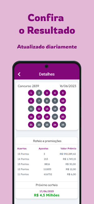 Lotofácil Brasil Resultado Screenshot 1
