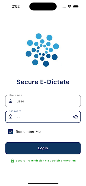 Secure E-Dictate Screenshot 0