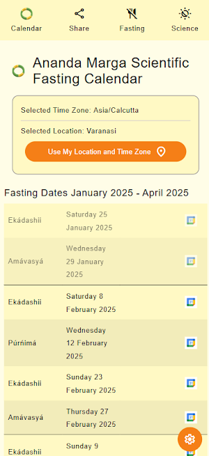 Ananda Marga Fasting Calendar Screenshot 0
