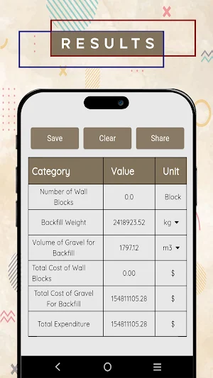 Retaining Wall Calculator Screenshot 1