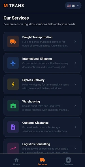 M TRANS Logistics Screenshot 1