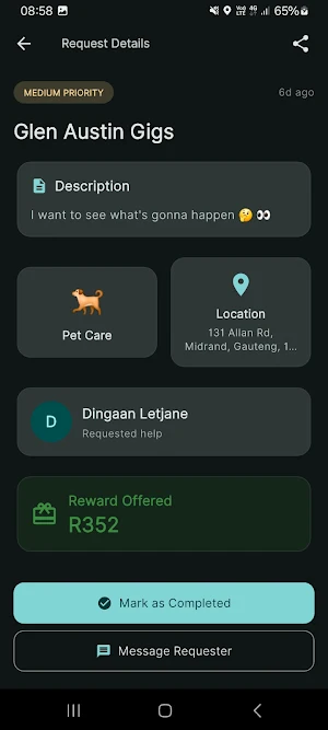 HelpCom - Offer help to others Screenshot 2
