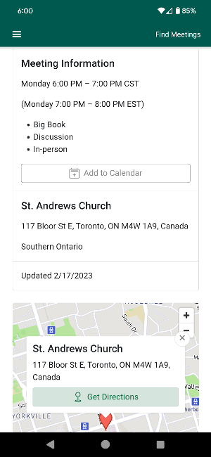 C.A. Meeting Finder Screenshot 3