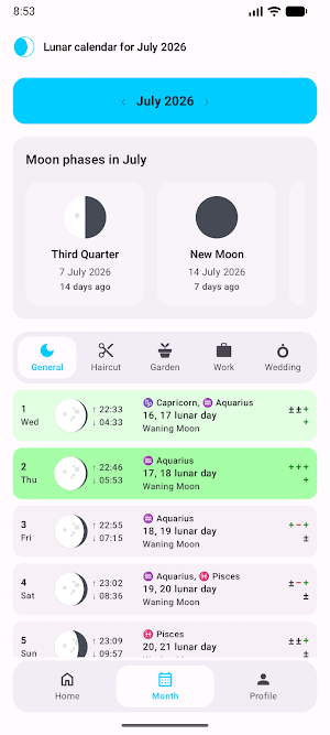 Lunar Calendar: Moon Phase Screenshot 1