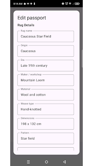 RugFrame Passport Ledger Screenshot 3