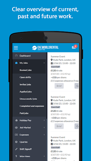 OneWorldRental Staff App Screenshot 2