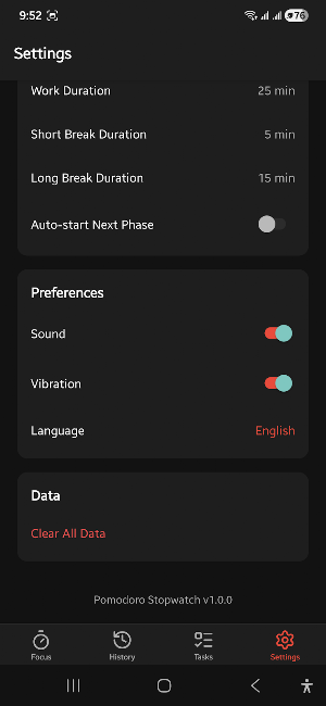 Pomodoro Task Timer Screenshot 3