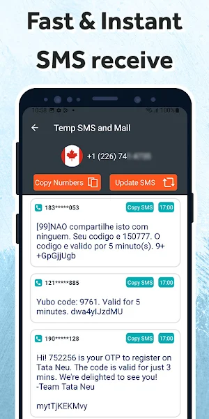 Temp SMS and Mail Screenshot 2