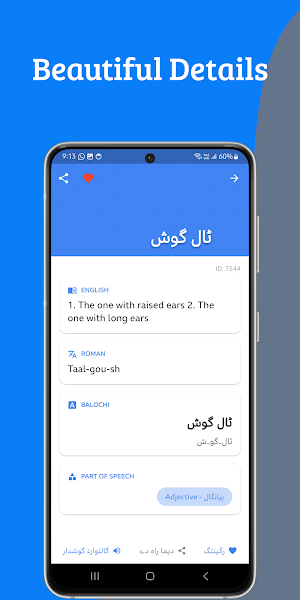 Balochi - English Dictionary Screenshot 1