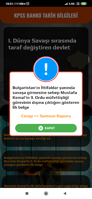 KPSS TARİH BANKO SORULAR Screenshot 3