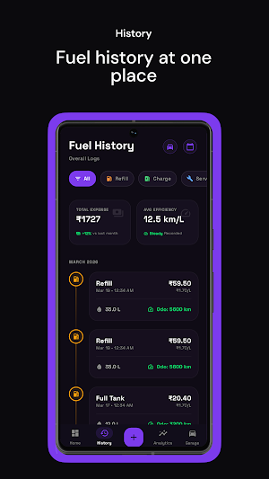 Fuel Log: Mileage Tracker Screenshot 2