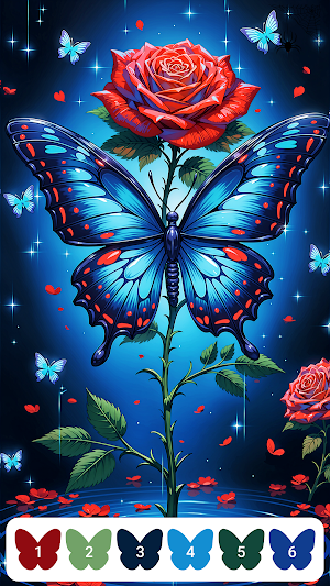 Rose Butterfly Color by Number Screenshot 3