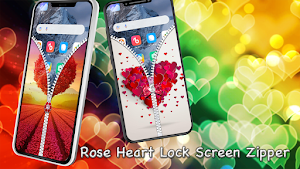 Rose Heart Lock Screen Zipper Screenshot 0