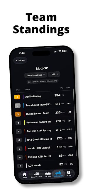 Motorsport Standings Screenshot 3