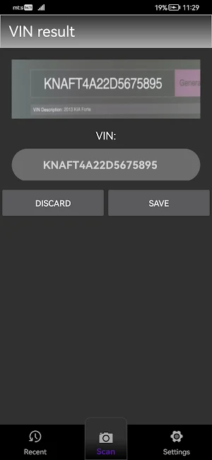VIN scanner Screenshot 1
