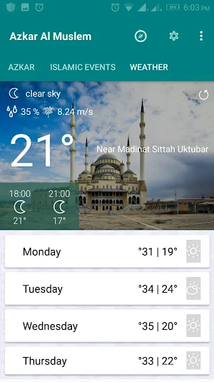 Azkar Al Muslim: Azkar, Qibla and Weather Screenshot 1