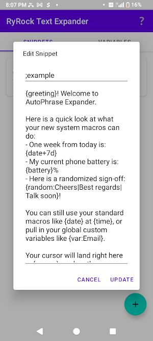 AutoPhrase Text Expander Screenshot 2