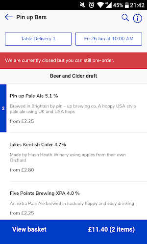 Ally Pally Food and Drink Screenshot 1