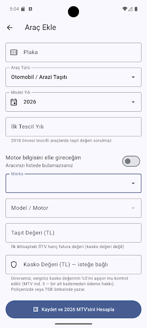 MTV Hesaplama 2026 Screenshot 1