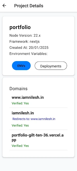 Vercel Manager Screenshot 2
