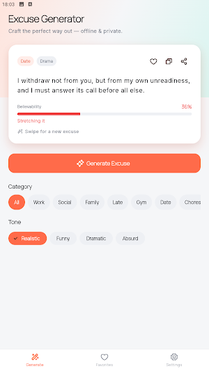 Excusio - Excuse Generator Screenshot 0