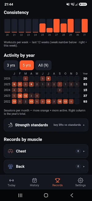 NoBS – Workout Log Screenshot 2