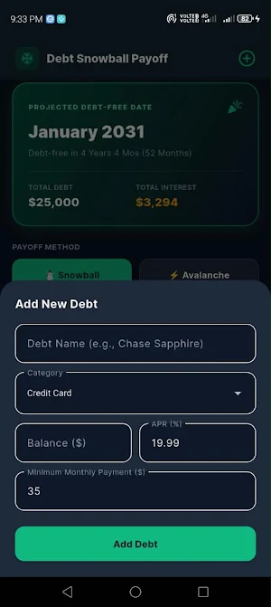 Mortgage & Debt Payoff Planner Screenshot 3