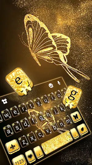 Gold Butterfly Keyboard Background Screenshot 1