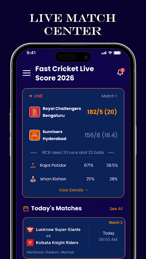 Fast Cricket Live Score 2026 Screenshot 1
