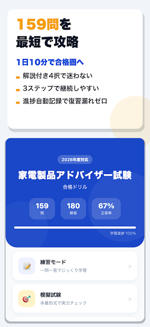 家電製品アドバイザー試験 合格ドリル Screenshot 0