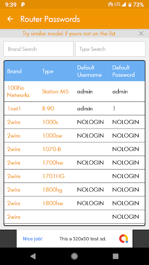 Router default Password finder Screenshot 2