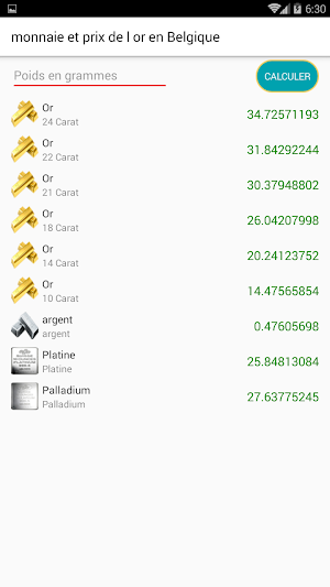 monnaie et prix de l'or en Belgique Screenshot 3