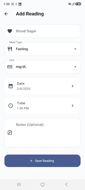 Blood Sugar Log Screenshot 1