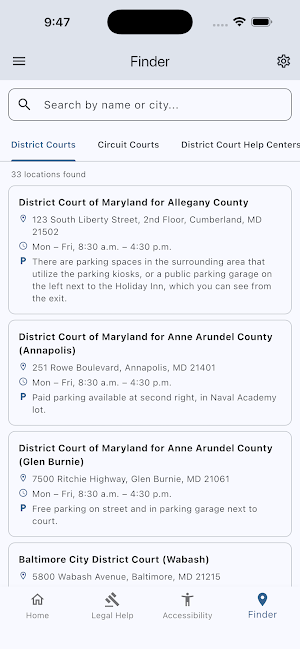 MD Court Help App Screenshot 1