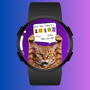 Time is Cat Watch Face Wear Os Screenshot 1
