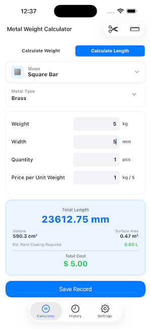 Metal Weight Calculator Max Screenshot 2