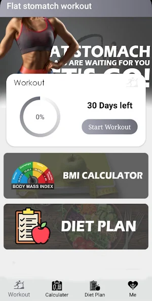 Flat Stomach Fitness & Diet Screenshot 1