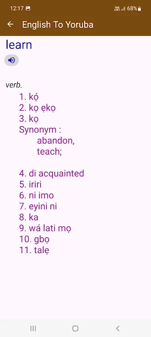English To Yoruba Dictionary Screenshot 2