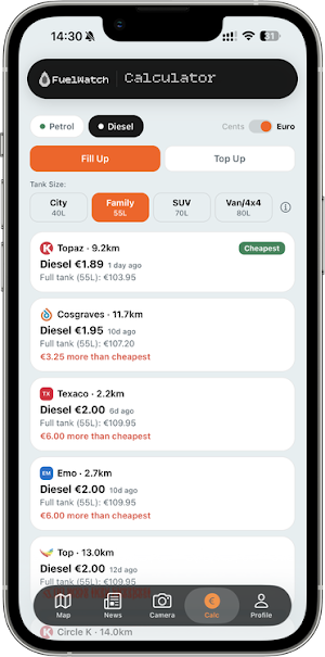 Fuelwatch.ie Screenshot 2