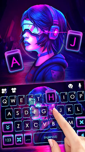 Neon Cyberpunk Keyboard Background Screenshot 1