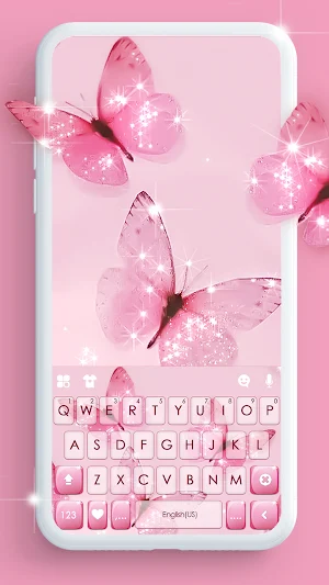 Pink Butterfly Keyboard Background Screenshot 0