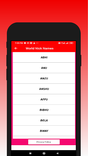 World Nick Names List Screenshot 2