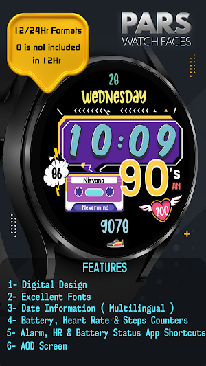 Pars 90's Digital Watch Face Screenshot 0